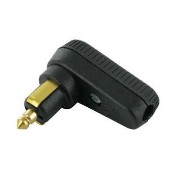 2-pin plug, angled Connection, black plastic.