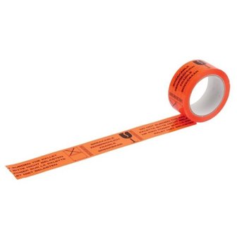 Packaging adhasive tape, Orange FRAGILE, 50mm x 60mtr.