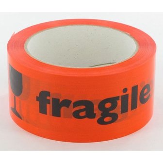 Packaging adhasive tape, Orange FRAGILE, 50mm x 60mtr.