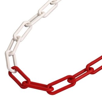 Plastic chain red/white 6 mm.