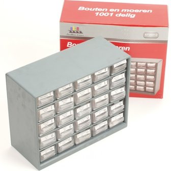 Assortment box lh nuts &amp; bolts 1001 Pcs.