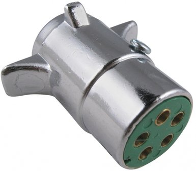5- Pins trailer plug, Chrome without Mounting plate.
