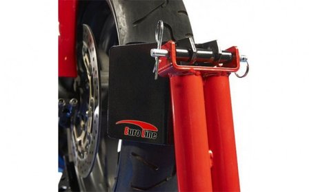Motorcycle front wheel support standard.