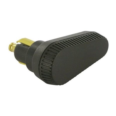 2-pin plug, angled Connection, black plastic.