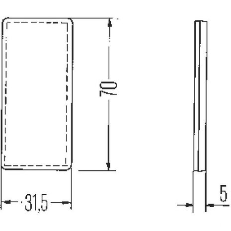 Reflector rectangular 70x31,5mm White
