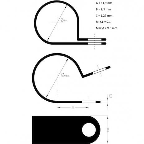 Cable Clamp Nylon 9,5mm ( Per 10 pieces)