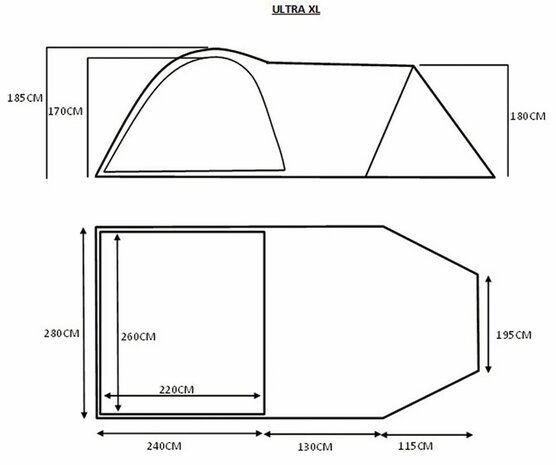 HD-Camp Ultra XL tent for 4-5 people + ground floor