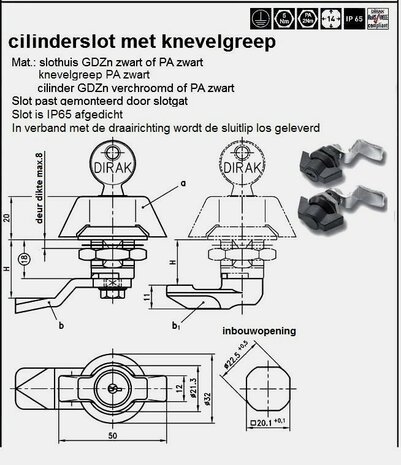 Wing lock with cilinder lock + Excenter lock